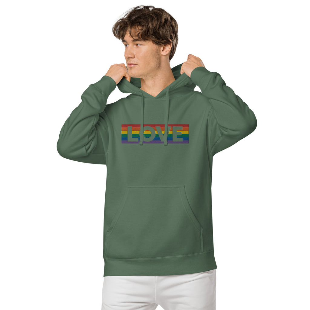 LOVE Stripe - Unisex pigment-dyed hoodie - JosephandMichael