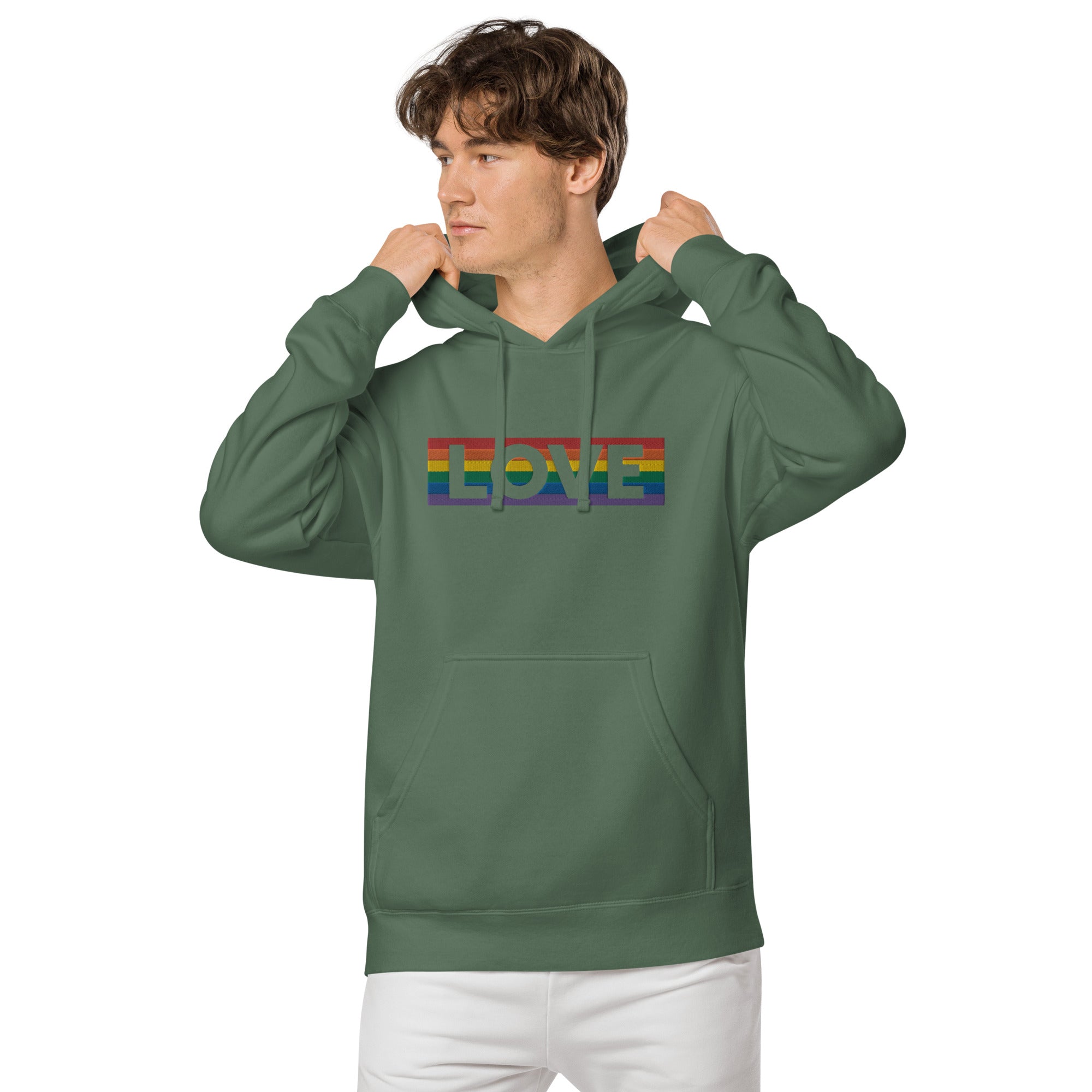 LOVE Stripe - Unisex pigment-dyed hoodie - JosephandMichael