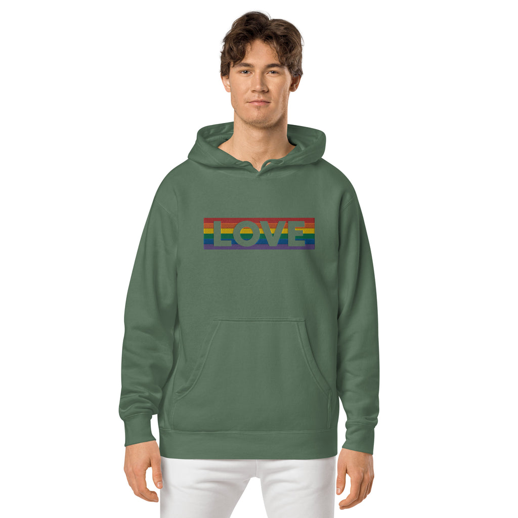 LOVE Stripe - Unisex pigment-dyed hoodie - JosephandMichael