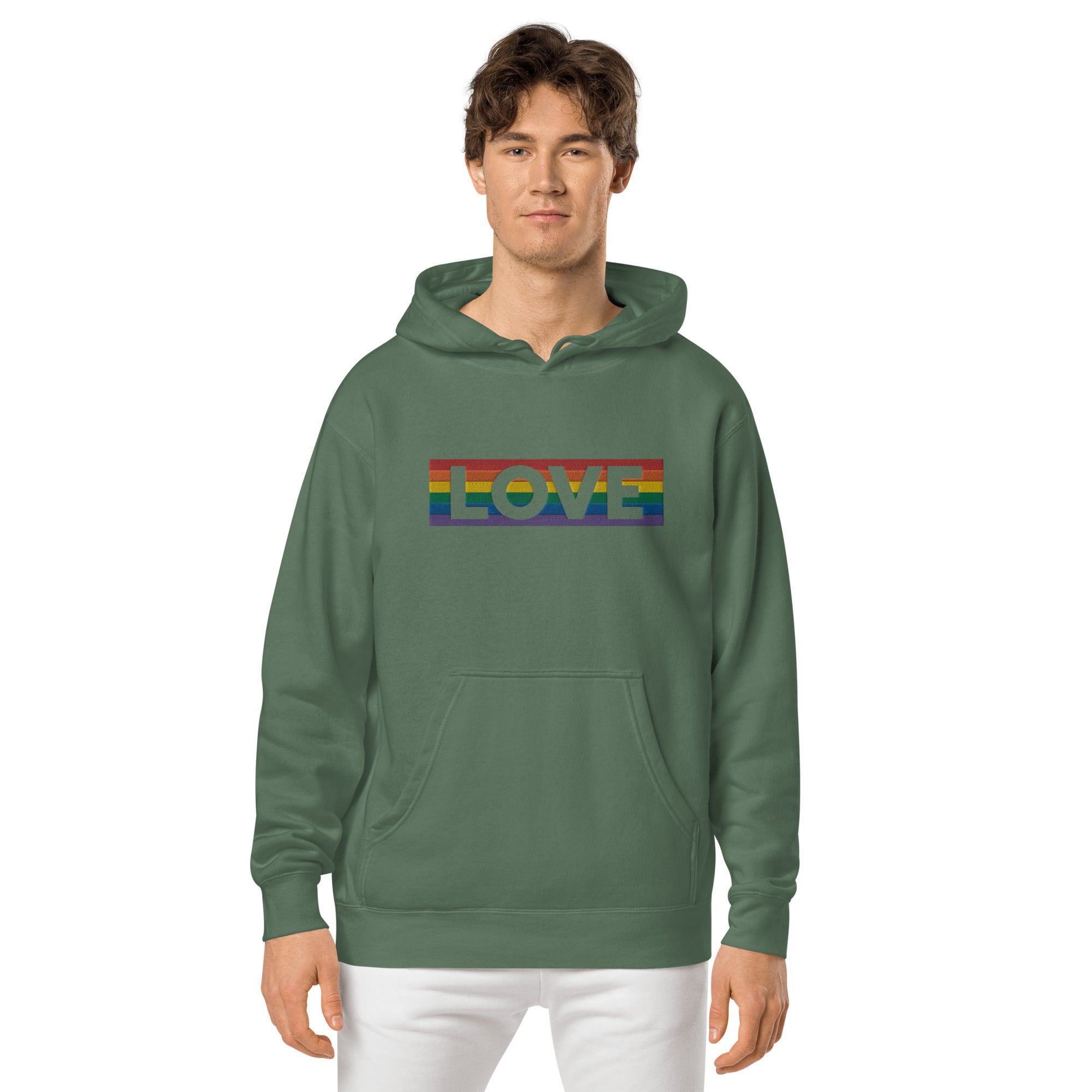 LOVE Stripe - Unisex pigment-dyed hoodie - JosephandMichael