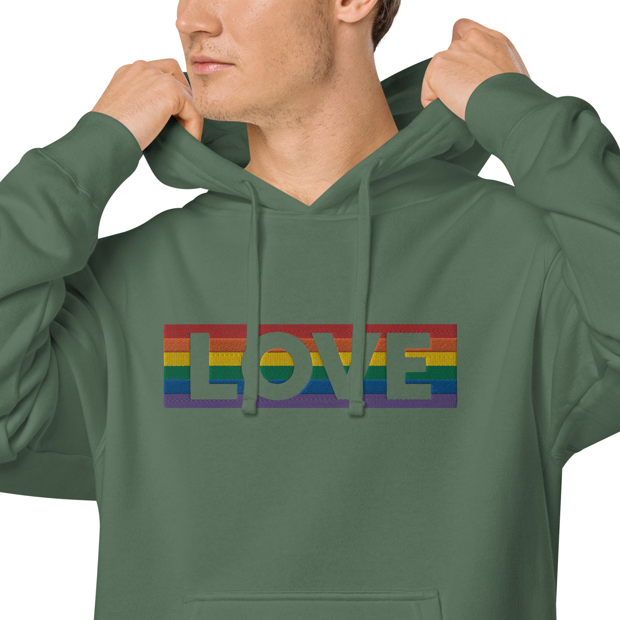 LOVE Stripe - Unisex pigment-dyed hoodie - JosephandMichael
