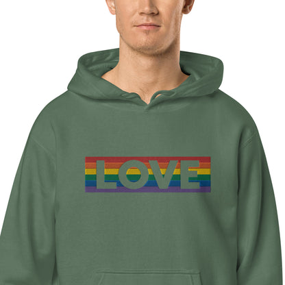 LOVE Stripe - Unisex pigment-dyed hoodie