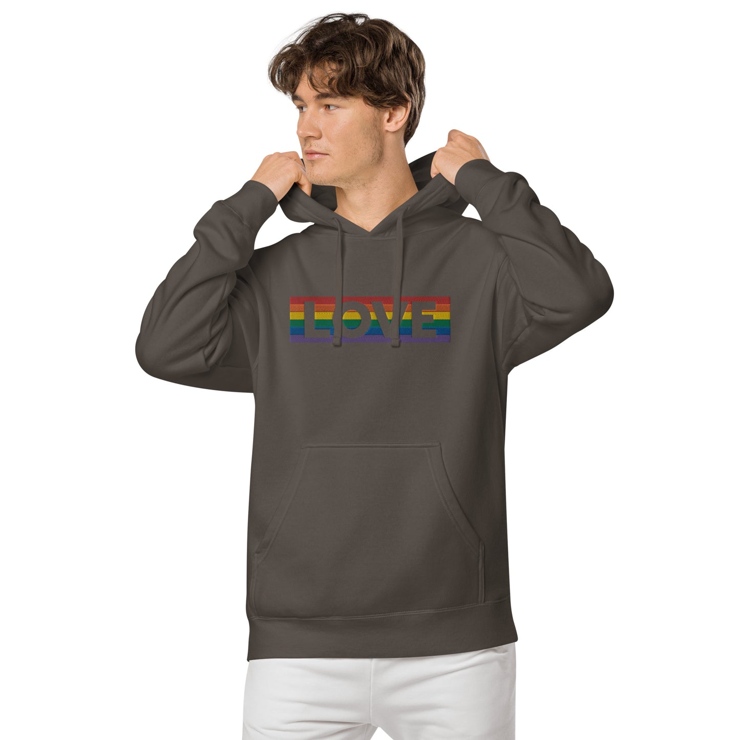 LOVE Stripe - Unisex pigment-dyed hoodie