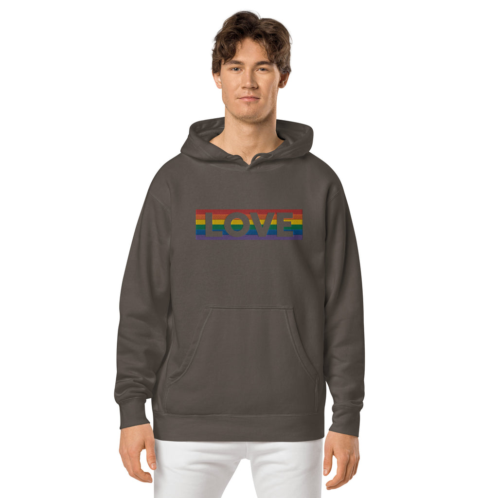 LOVE Stripe - Unisex pigment-dyed hoodie - JosephandMichael