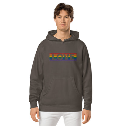 LOVE Stripe - Unisex pigment-dyed hoodie