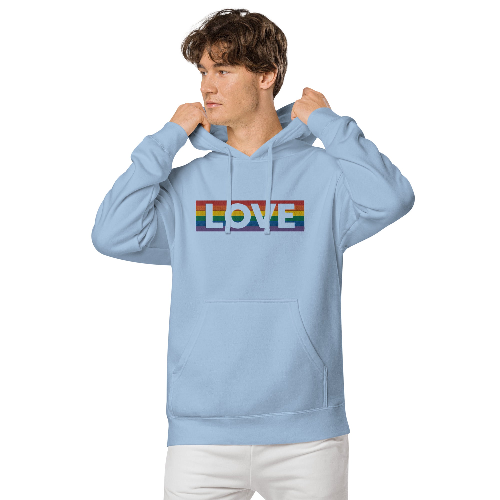 LOVE Stripe - Unisex pigment-dyed hoodie - JosephandMichael