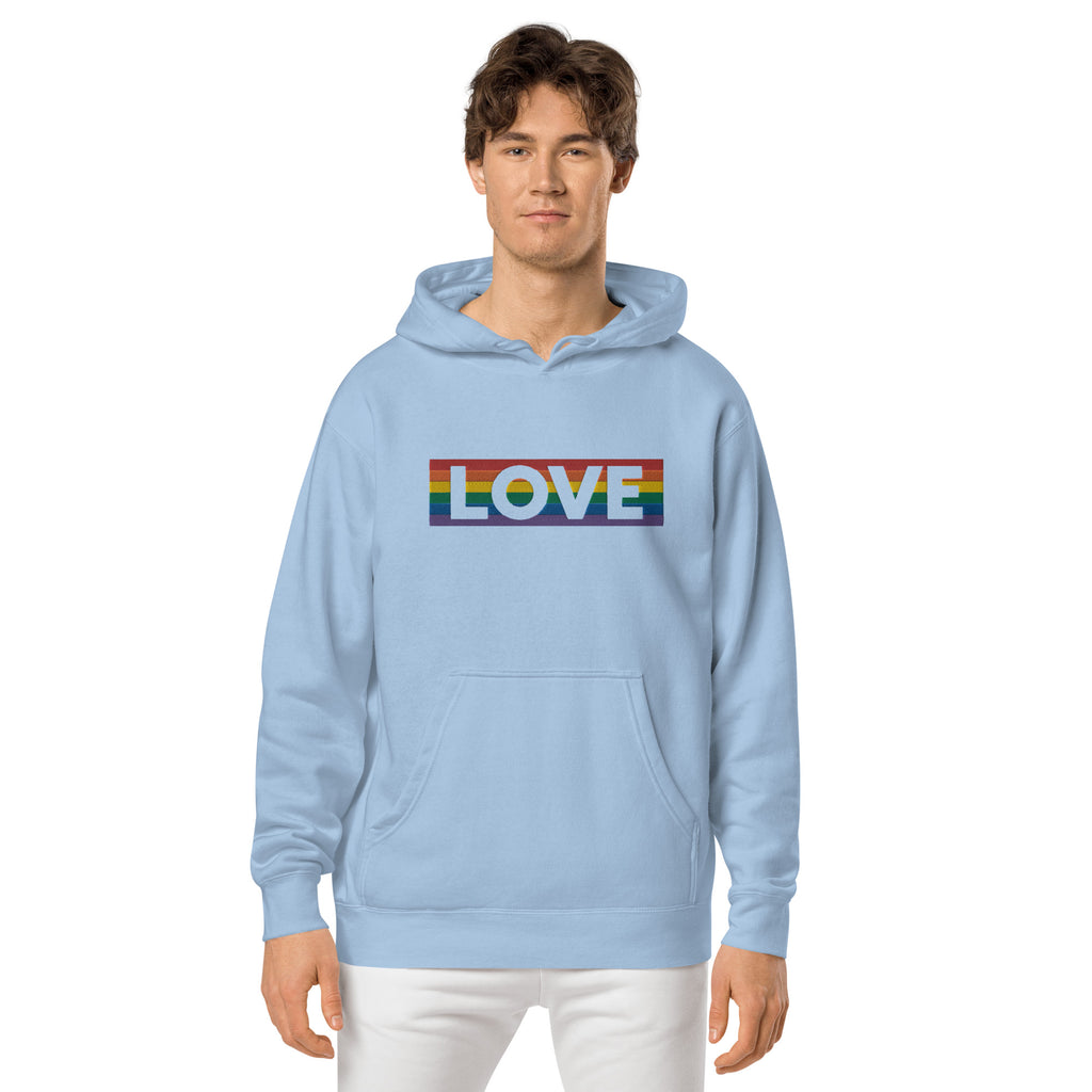 LOVE Stripe - Unisex pigment-dyed hoodie - JosephandMichael