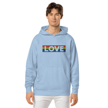 LOVE Stripe - Unisex pigment-dyed hoodie