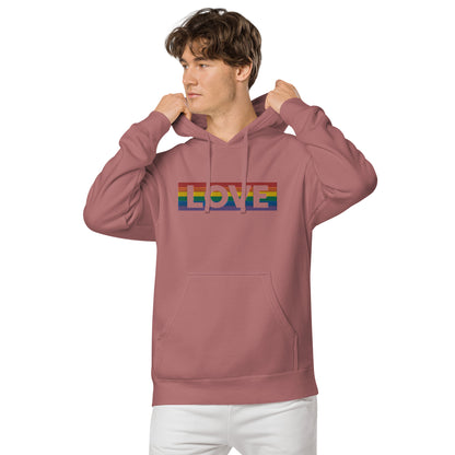 LOVE Stripe - Unisex pigment-dyed hoodie