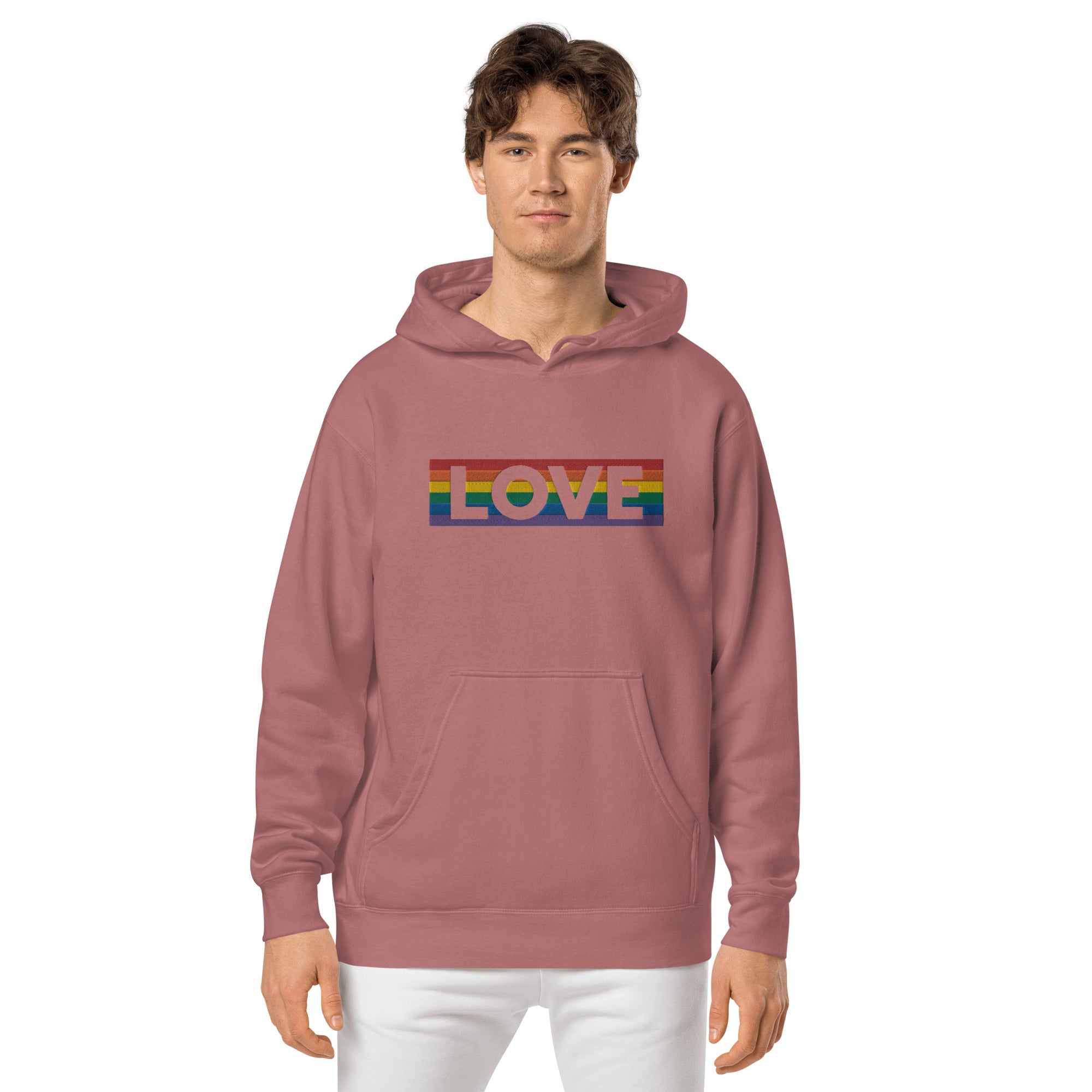LOVE Stripe - Unisex pigment-dyed hoodie - JosephandMichael