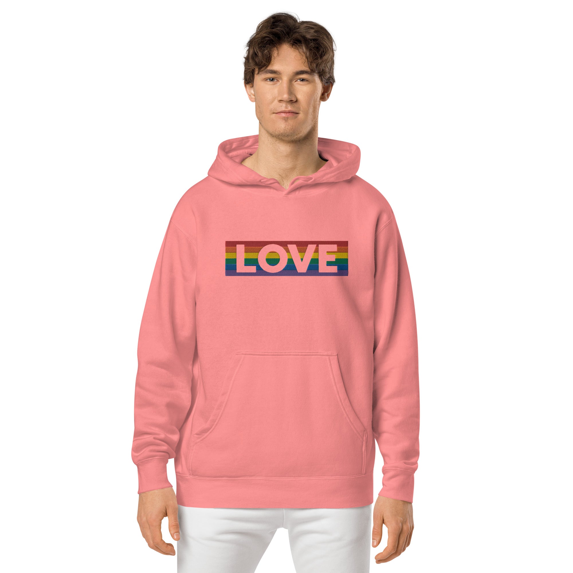 LOVE Stripe - Unisex pigment-dyed hoodie - JosephandMichael