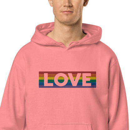 LOVE Stripe - Unisex pigment-dyed hoodie