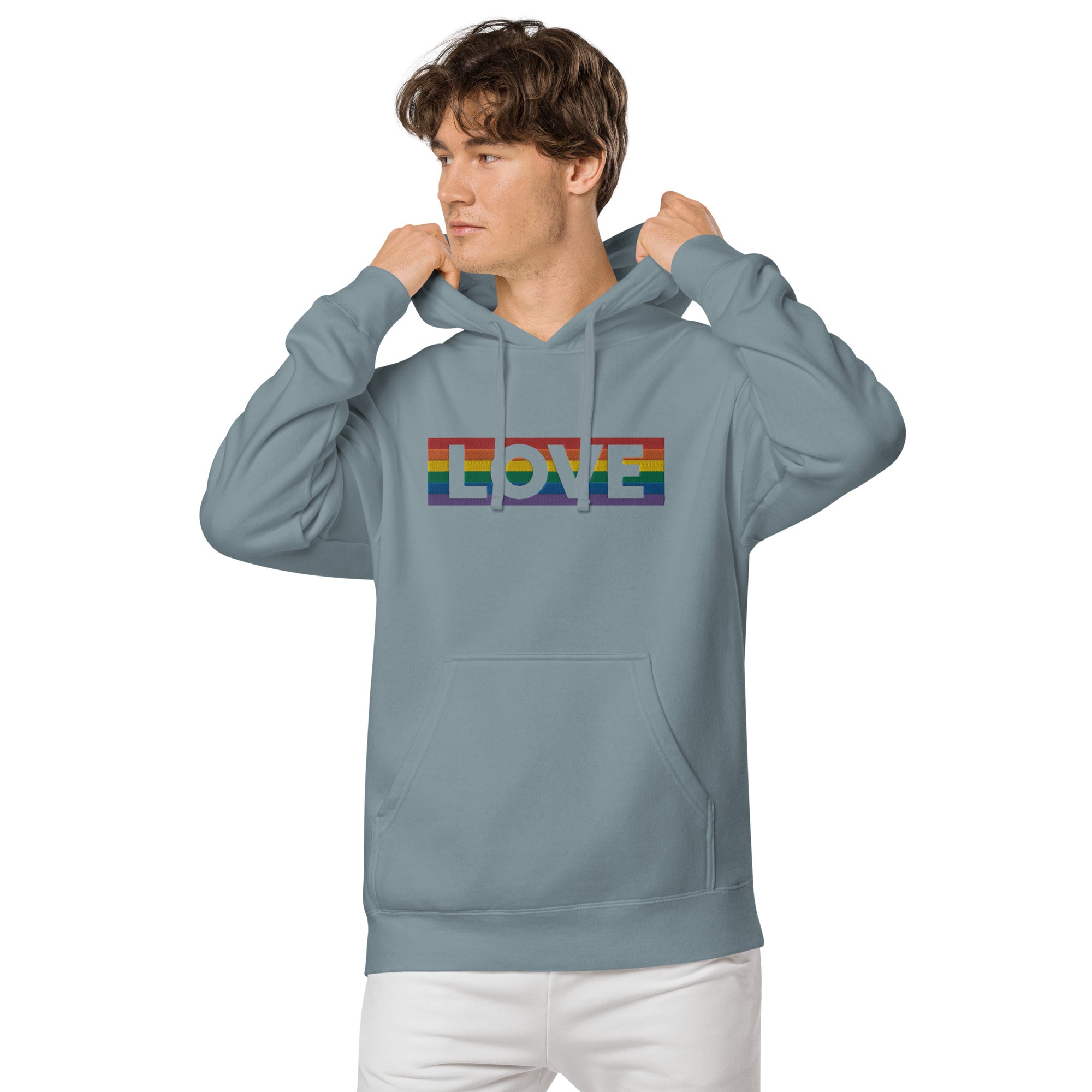 LOVE Stripe - Unisex pigment-dyed hoodie - JosephandMichael