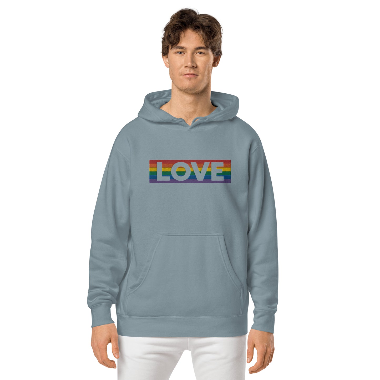 LOVE Stripe - Unisex pigment-dyed hoodie