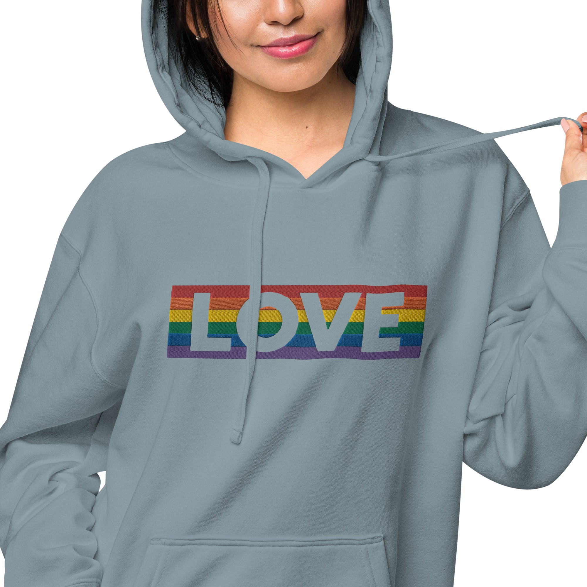 LOVE Stripe - Unisex pigment-dyed hoodie - JosephandMichael
