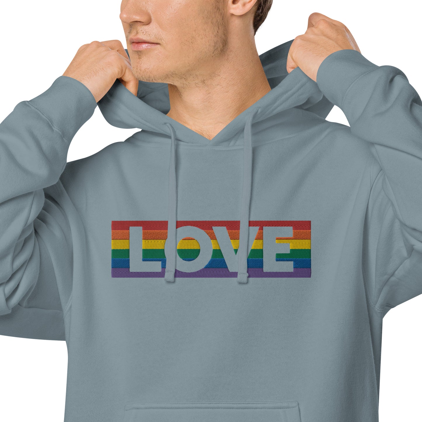 LOVE Stripe - Unisex pigment-dyed hoodie