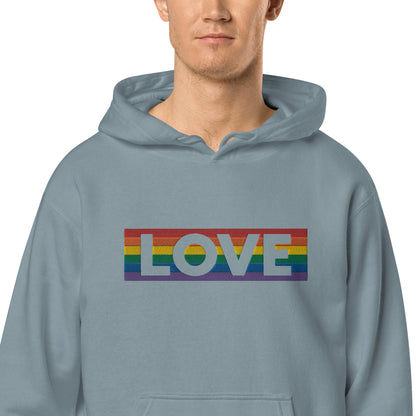 LOVE Stripe - Unisex pigment-dyed hoodie